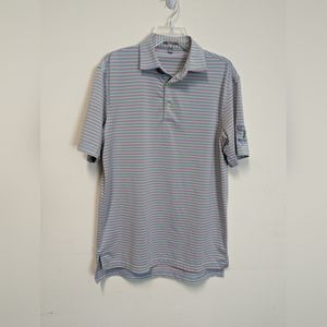 Peter Millar Polo Shirt Mens Small Pink Summer Comfort Green Button Used Golf